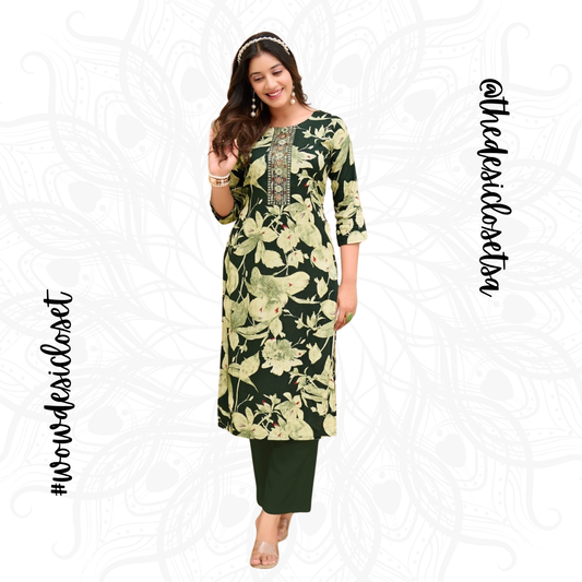 Straight-Cut Printed Rayon Top