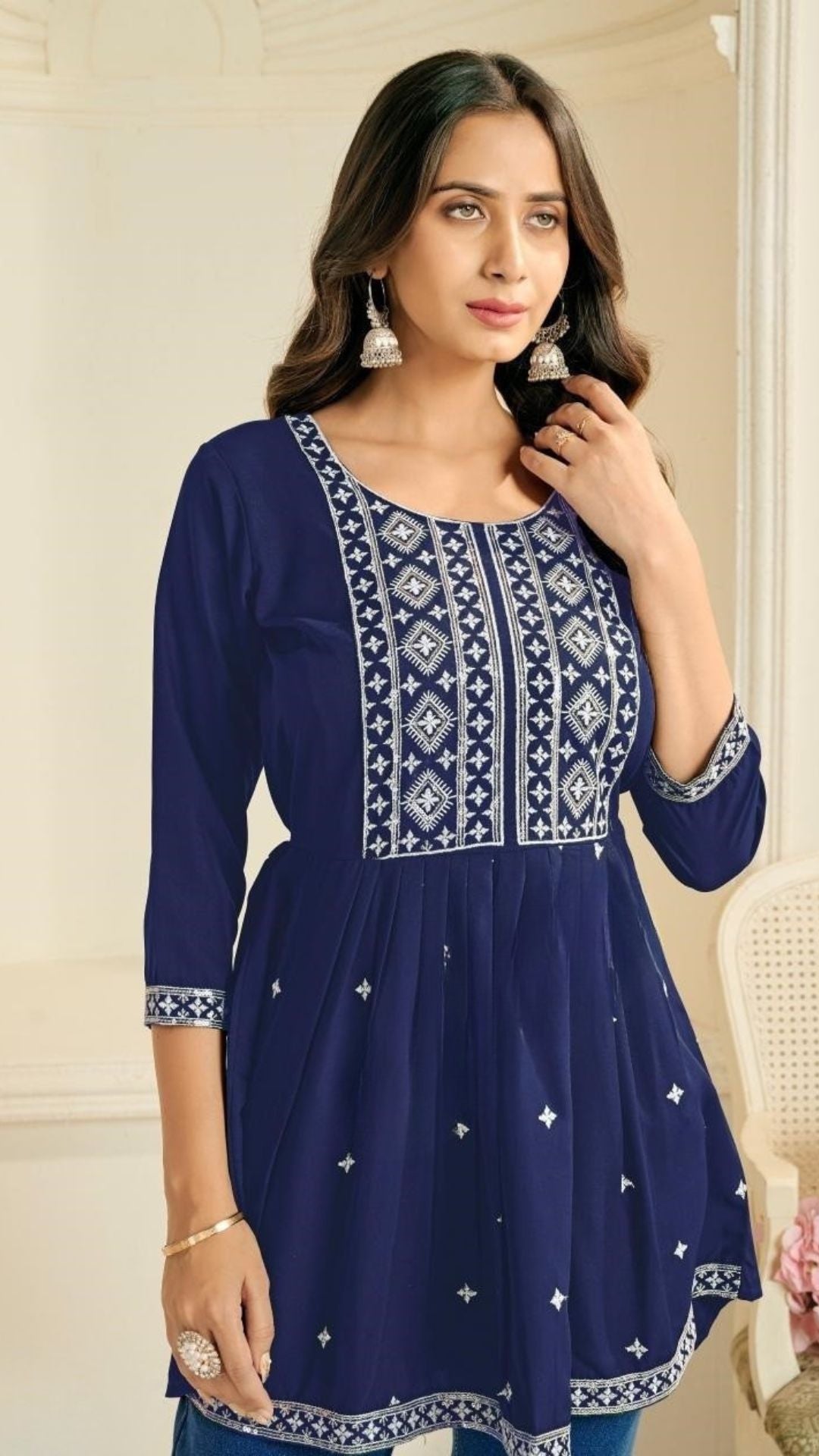 Rayon Embroidered Short Top