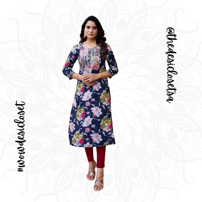 Straight-Cut Printed Rayon Top