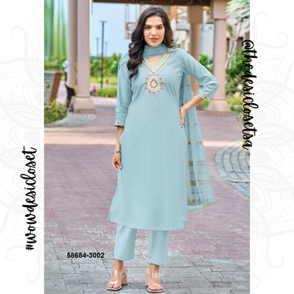 Rayon Salwar Set with Jacquard Dupatta