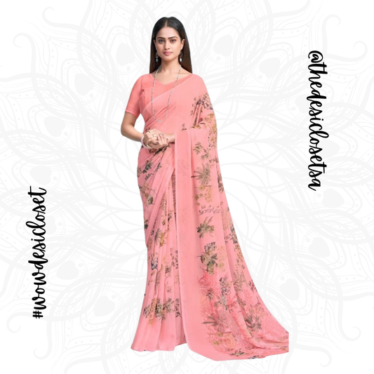 Chiffon Floral Sari