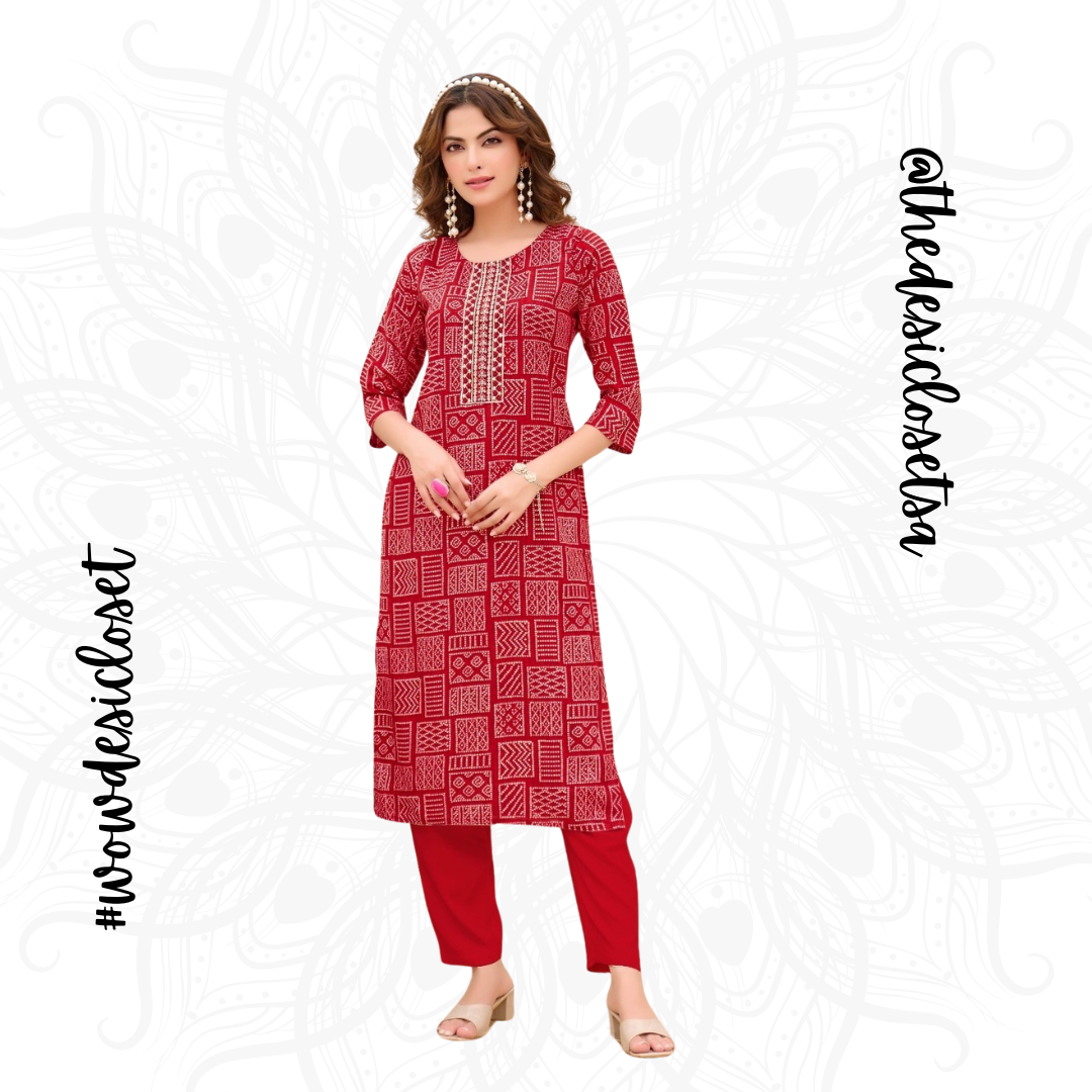 Straight-Cut Printed Rayon Top
