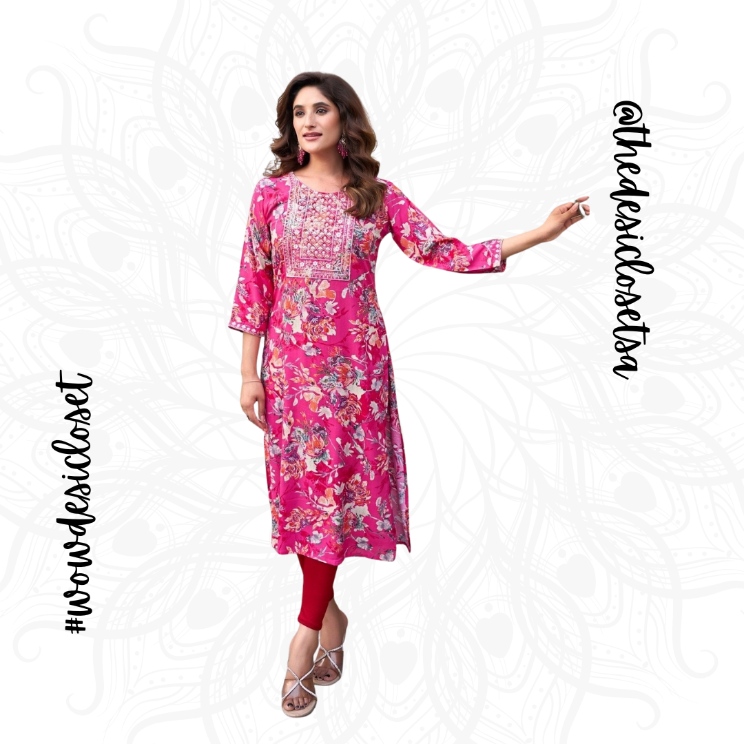 Straight-Cut Printed Rayon Top