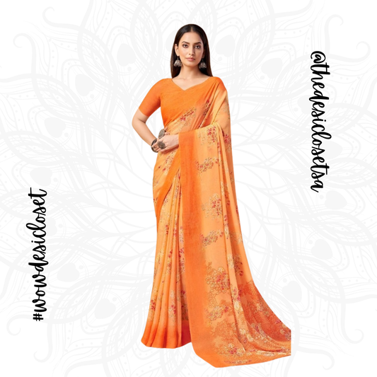 Chiffon Floral Sari
