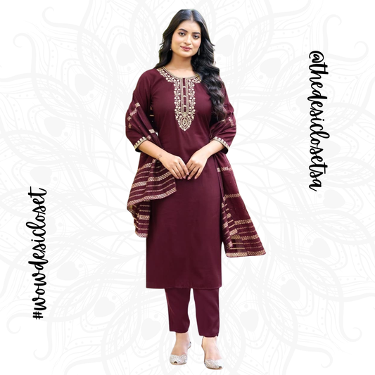 Rayon Salwar Set with Jacquard Dupatta