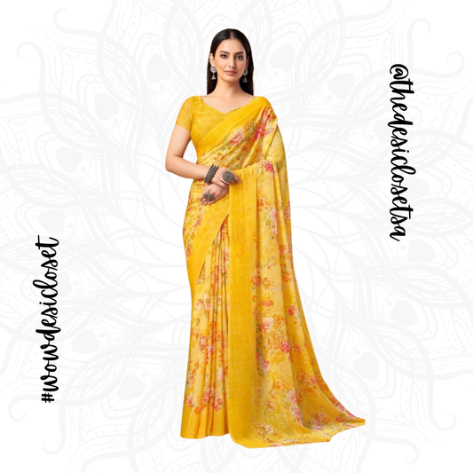 Chiffon Floral Sari