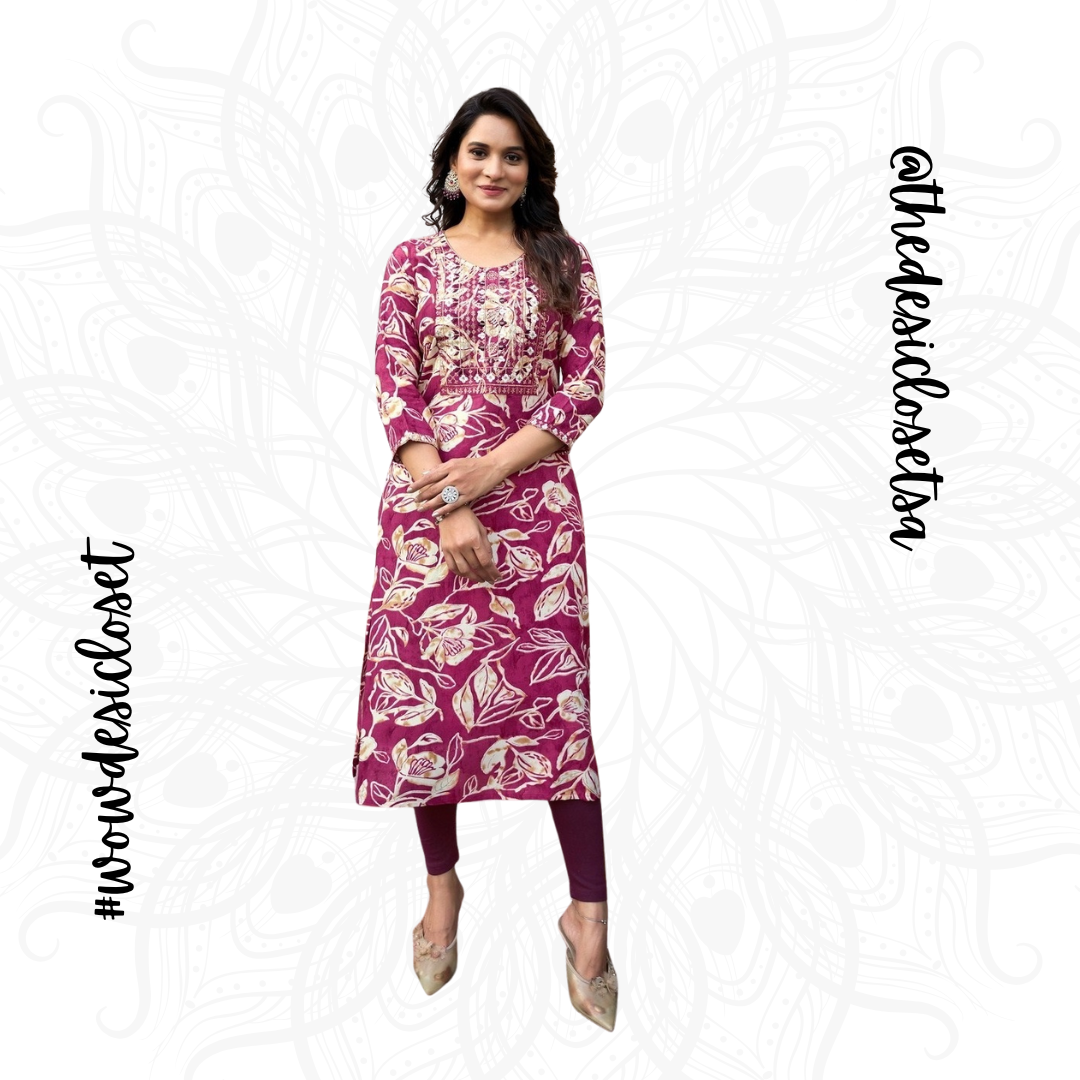 Straight-Cut Printed Rayon Top