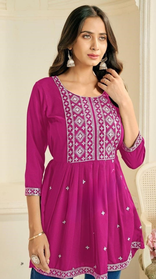 Rayon Embroidered Short Top