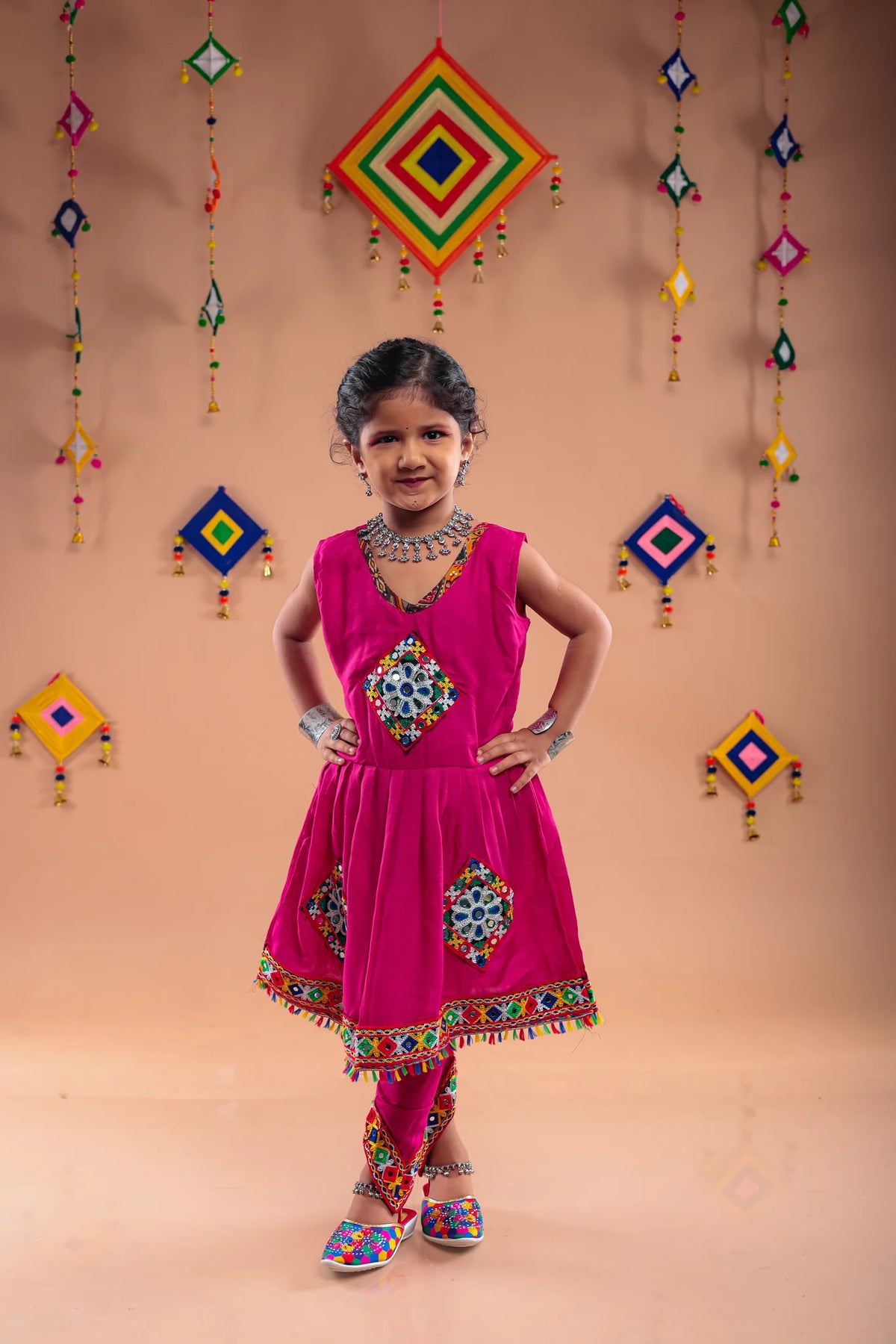 Kutchi Embroidered Girls Dhoti Set