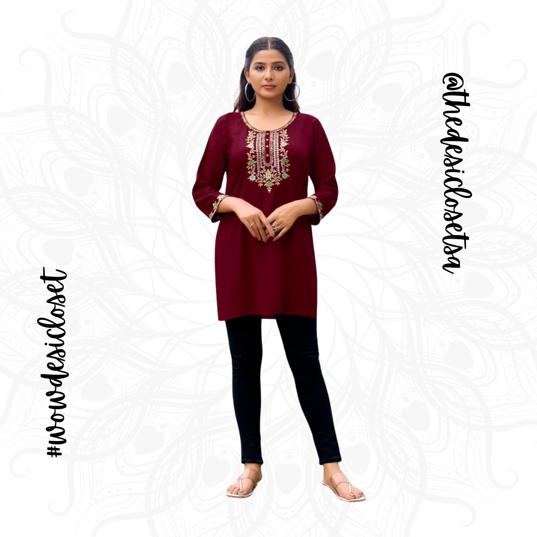 Rayon Embroidered Short Top