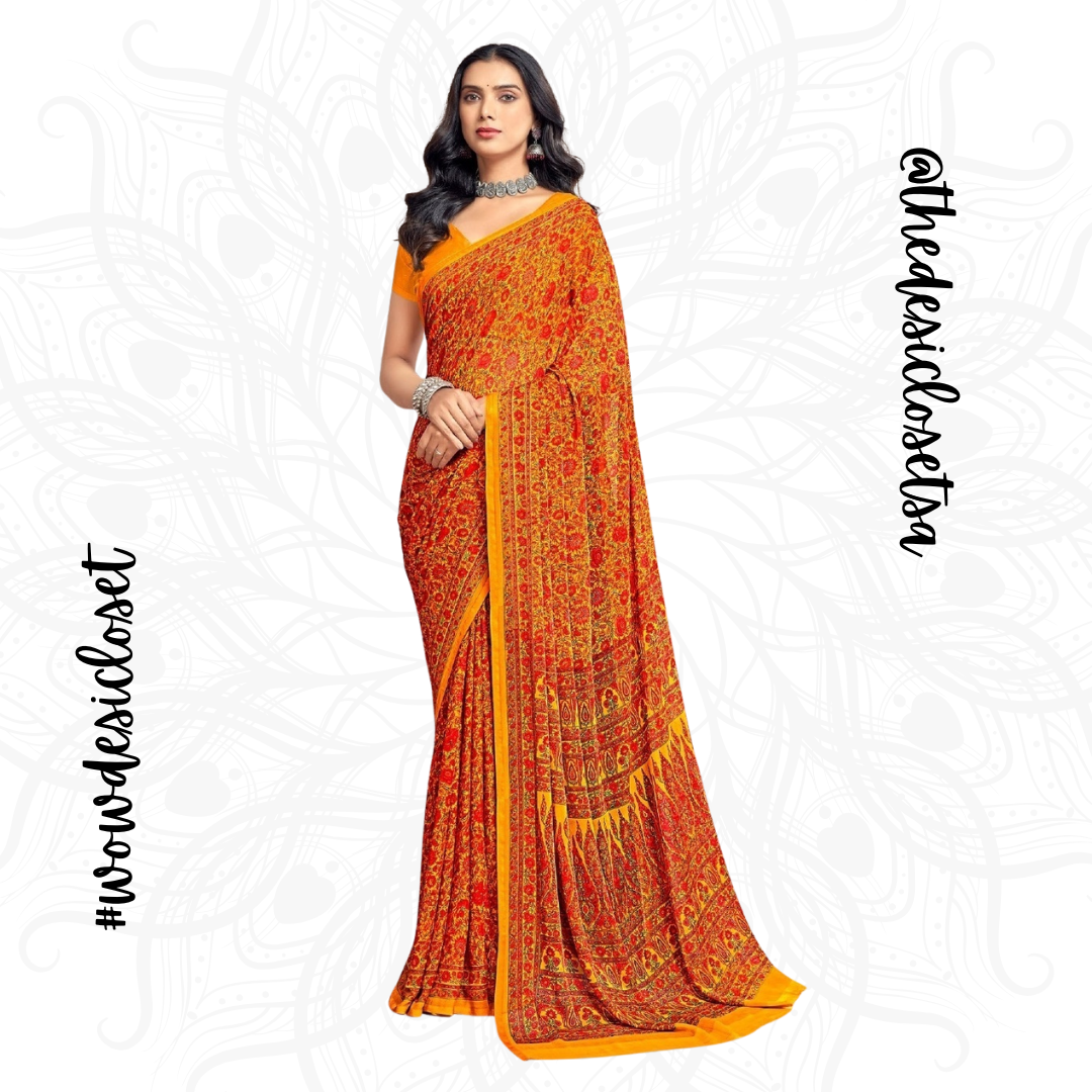Chiffon Floral Sari