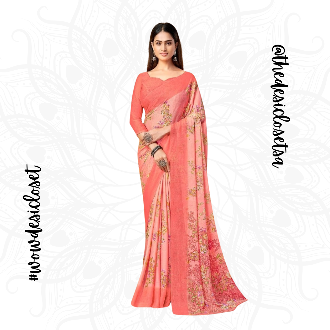 Chiffon Floral Sari