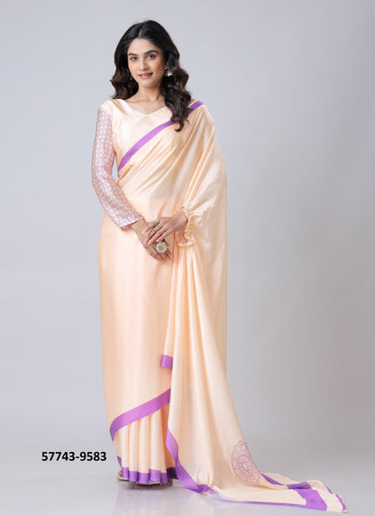 Crape Satin Sari (One Min Sari With Cut Out For Hand/Neck Drape)
