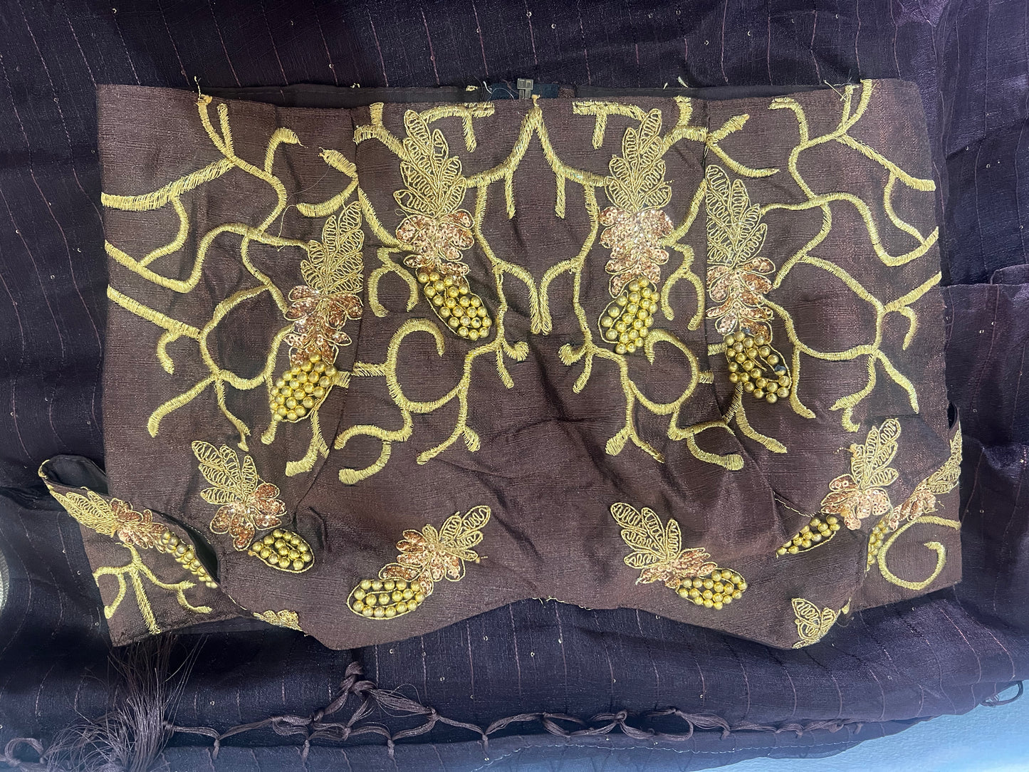 Sari with stitched pleats and blouse