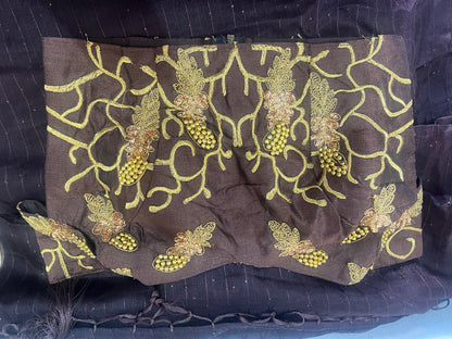 Sari with stitched pleats and blouse