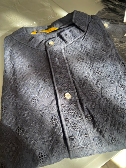 Cotton Kurta (Top Only) - DARK GREY