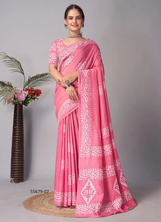 Chanderi Cotton Unstitched Sari