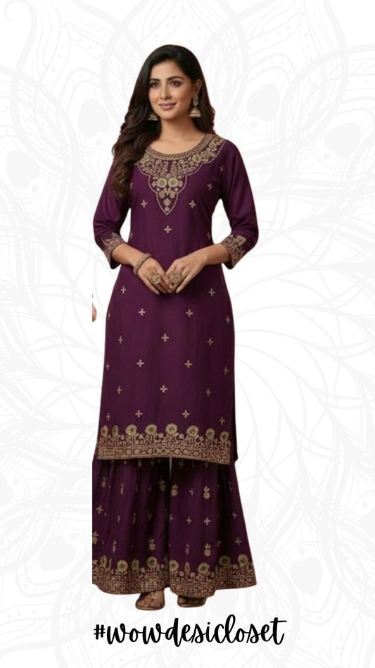 Printed Rayon Sharara Set