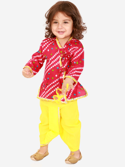 6-12 months Pink and Yellow Bhandani Print
